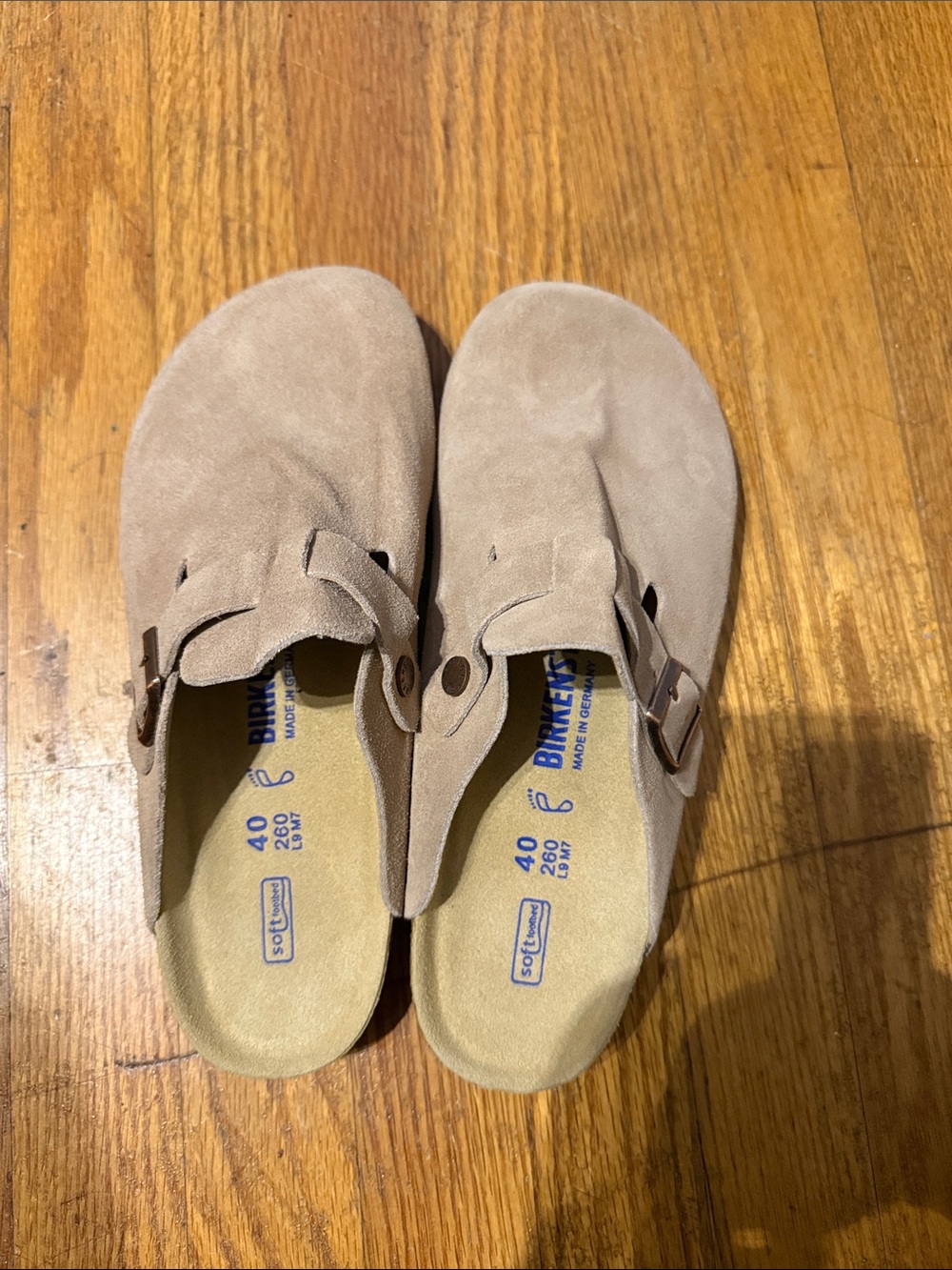 Birkenstock Suede Clogs in Taupe Brown